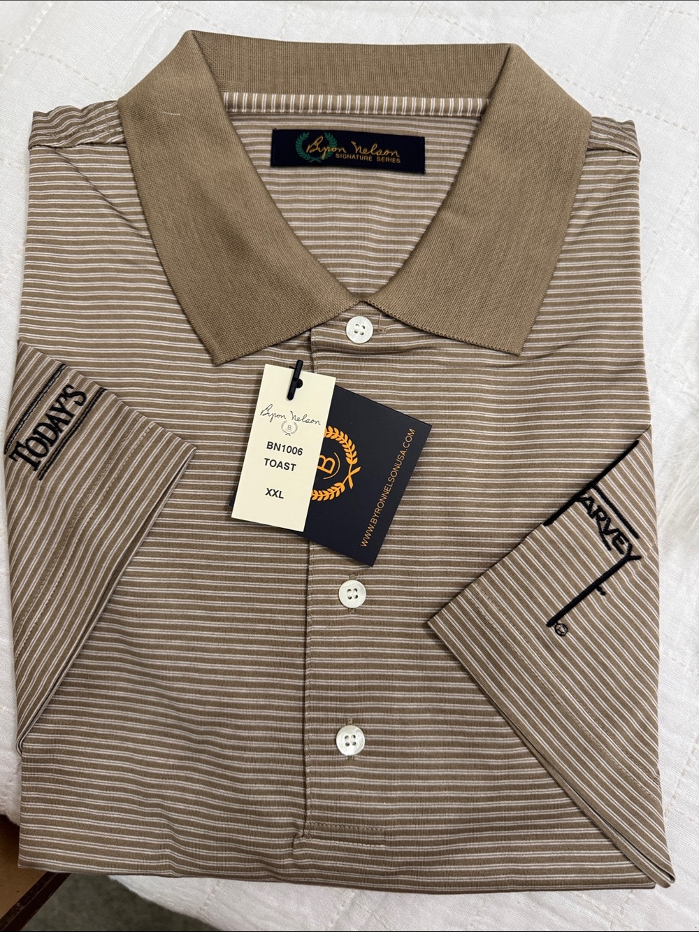 Toast Striped Polo Shirt - Men's by Byron Nelson